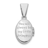 Little Princess 16mm Oval Charm Pendant in Real 14k White Gold