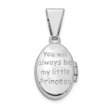 Little Princess 16mm Oval Charm Pendant in Real 14k White Gold