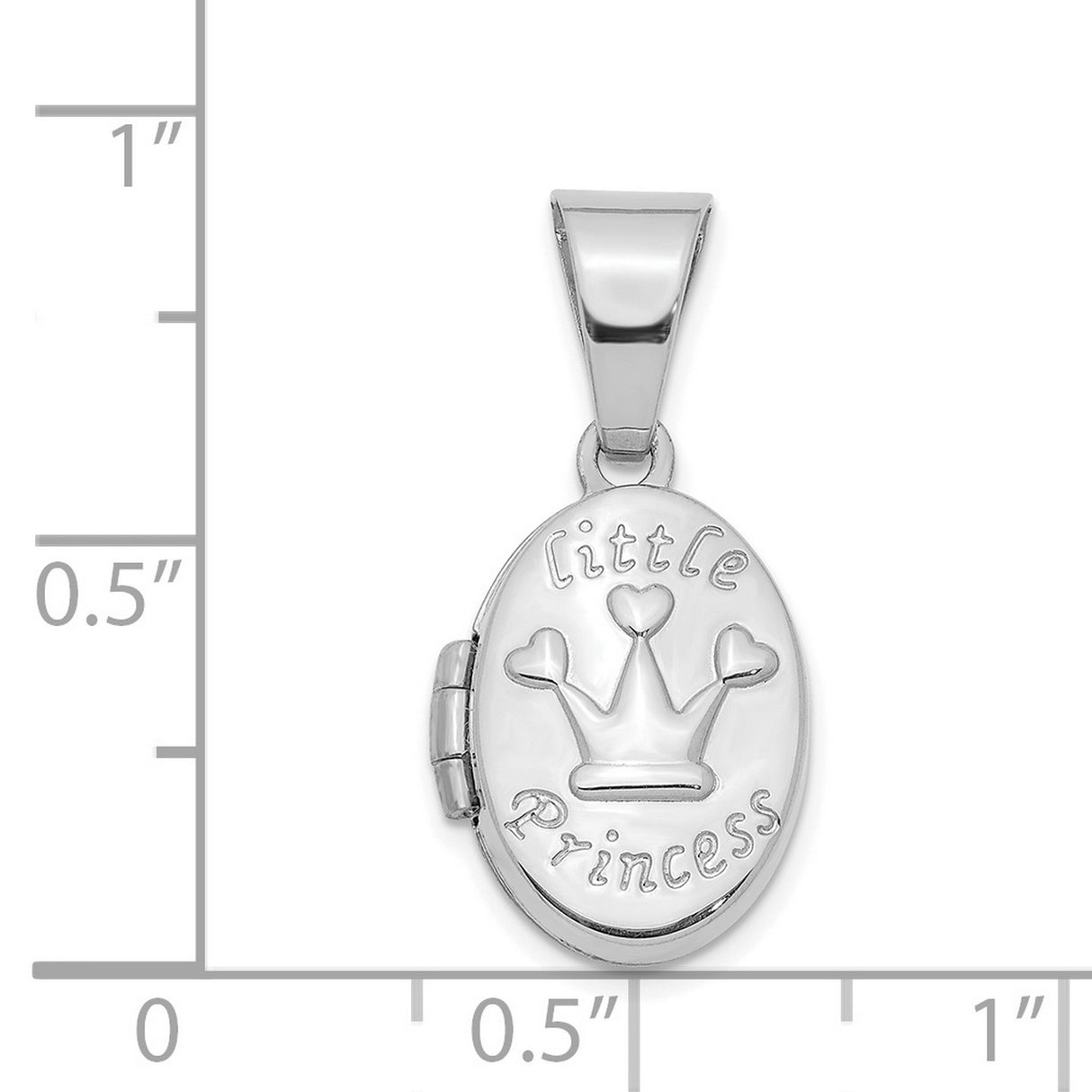 Little Princess 16mm Oval Charm Pendant in Real 14k White Gold
