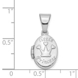 Little Princess 16mm Oval Charm Pendant in Real 14k White Gold