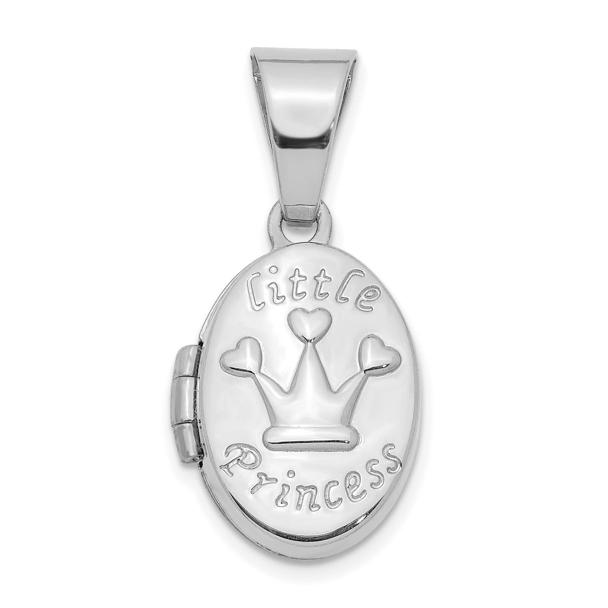 Little Princess 16mm Oval Charm Pendant in Real 14k White Gold