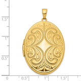14k Yellow Gold Oval Locket Pendant with Scrollwork and Floral Accents, Vintage Style Keepsake