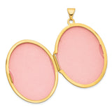14k Yellow Gold Oval Locket Pendant with Floral Vine Design for Women