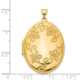 14k Yellow Gold Oval Locket Pendant with Floral Vine Design for Women