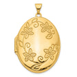 14k Yellow Gold Oval Locket Pendant with Floral Vine Design for Women