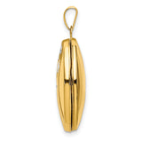 14k Multi-Tone Gold Oval Locket Pendant with Diamond, Rhodium Flower and Star Motif