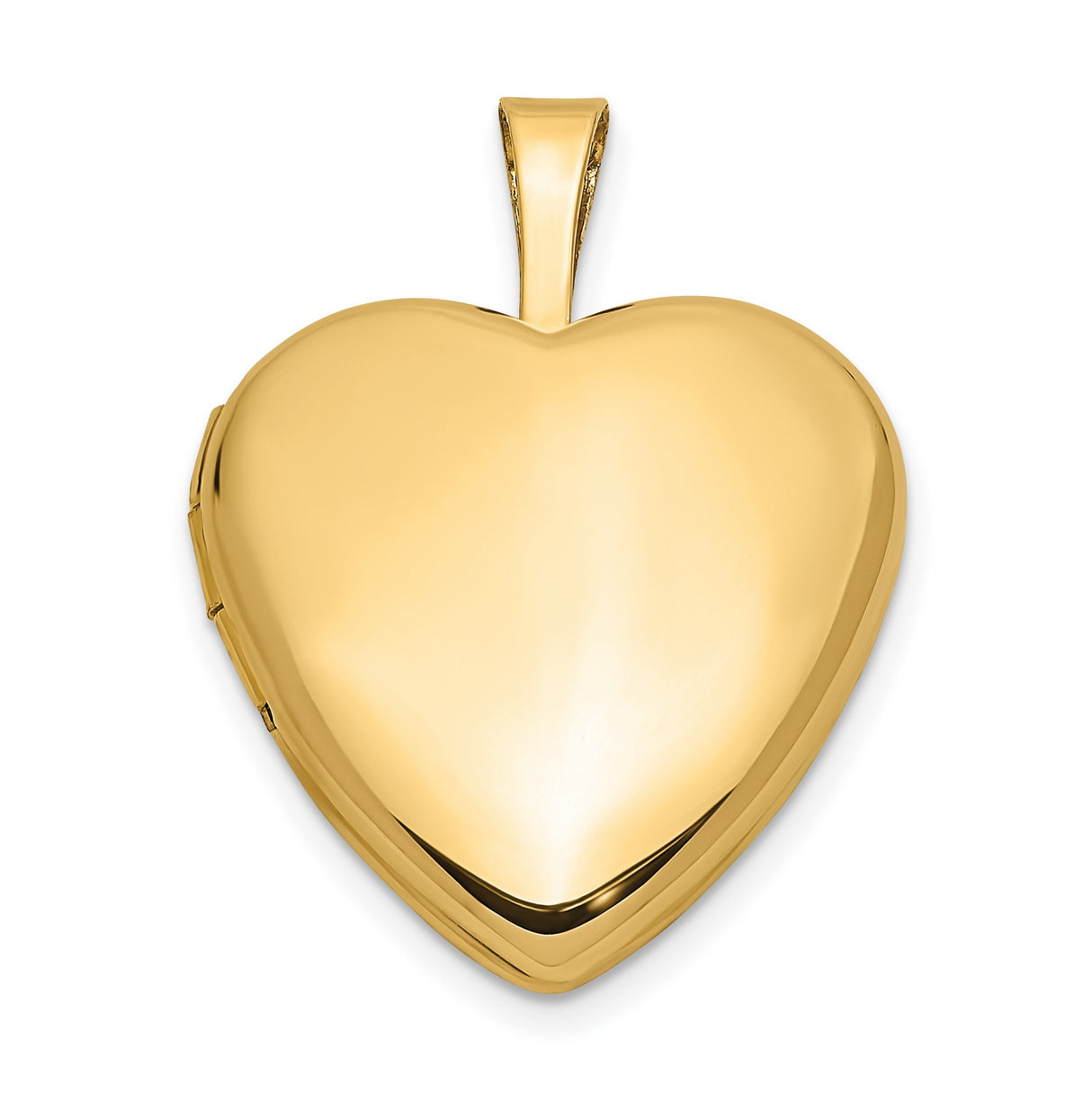 14k Yellow Gold Heart Locket Pendant, Smooth Finish, Classic Polished Keepsake Jewelry