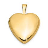 14k Yellow Gold Heart Locket Pendant, Smooth Finish, Classic Polished Keepsake Jewelry