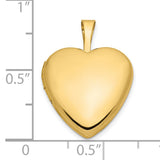 14k Yellow Gold Heart Locket Pendant, Smooth Finish, Classic Polished Keepsake Jewelry