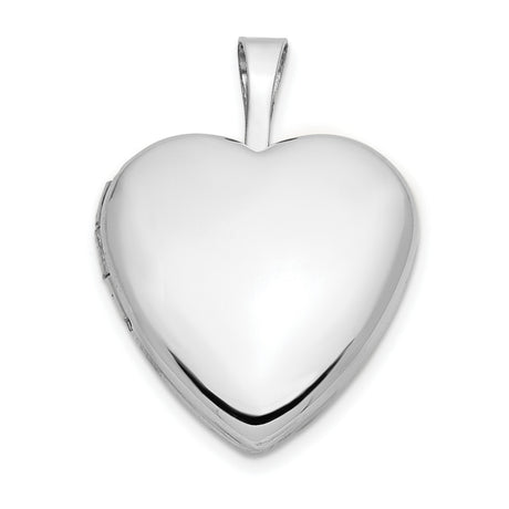 14k White Gold Heart Locket Pendant, Polished Finish, Romantic Minimalist Jewelry for Women