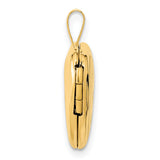 14k Yellow Gold Heart Locket Pendant with I Love You Engraving, Polished Satin Finish