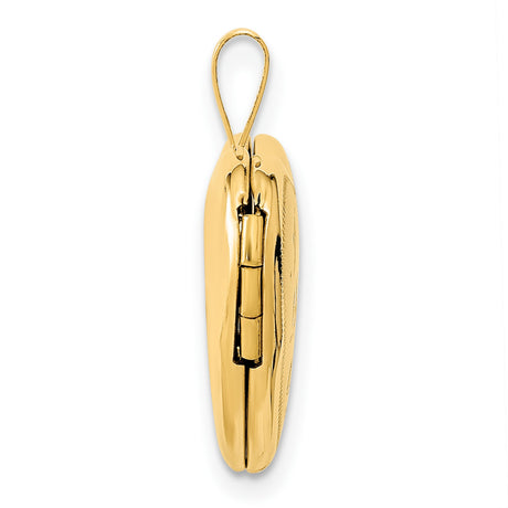 14k Yellow Gold Heart Locket Pendant with I Love You Engraving, Polished Satin Finish