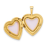 14k Yellow Gold Heart Locket Pendant with Diamond Starburst Engraving for Women