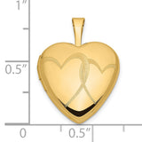 14k Yellow Gold Heart Locket Pendant with Infinity Design for Women