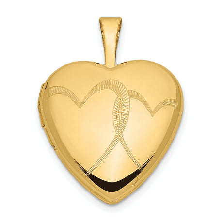 14k Yellow Gold Heart Locket Pendant with Infinity Design for Women