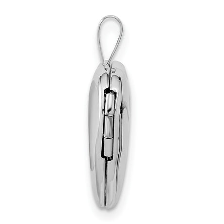 14k White Gold Heart Locket Pendant with Double Heart Design for Women