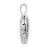 12mm Satin with Enamel Rose Heart Locket Charm Pendant in Real 14k White Gold