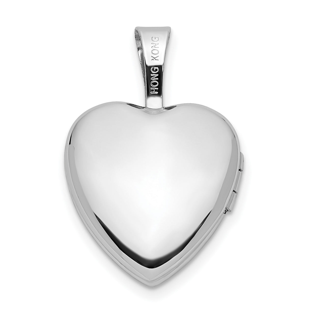 12mm Satin with Enamel Rose Heart Locket Charm Pendant in Real 14k White Gold