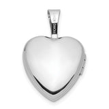 12mm Satin with Enamel Rose Heart Locket Charm Pendant in Real 14k White Gold