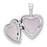12mm Satin with Enamel Rose Heart Locket Charm Pendant in Real 14k White Gold
