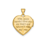 14k Yellow Gold Claddagh Heart Locket Pendant with Diamond Accent, Celtic Symbol of Love and Loyalty