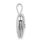 12mm with .01ct Diamond Star Heart Locket Charm Pendant in Real 14k White Gold