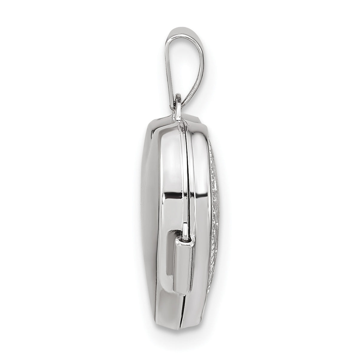 14k White Gold Heart Locket Pendant with Diamond Accent and Starburst Design