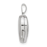 14k White Gold Heart Locket Pendant with Diamond Accent and Starburst Design