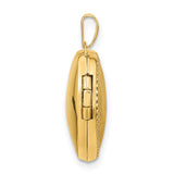 14k Yellow Gold Heart Locket Pendant with Brushed Finish and Beaded Edge for Women