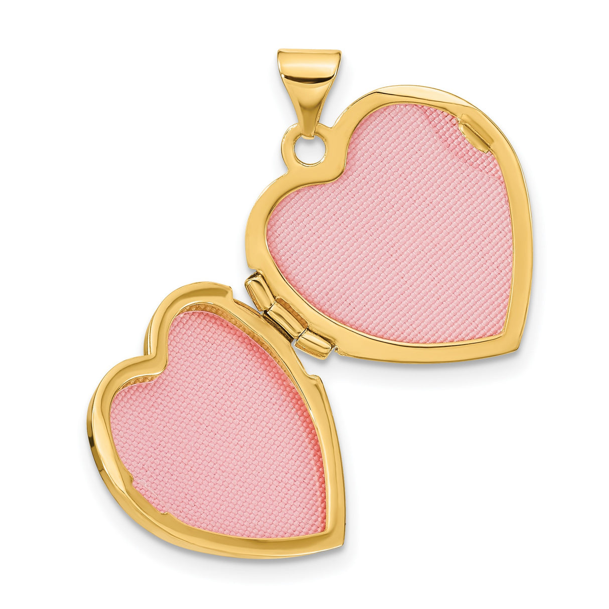 14k Yellow Gold Heart Locket Pendant with Brushed Finish and Beaded Edge for Women