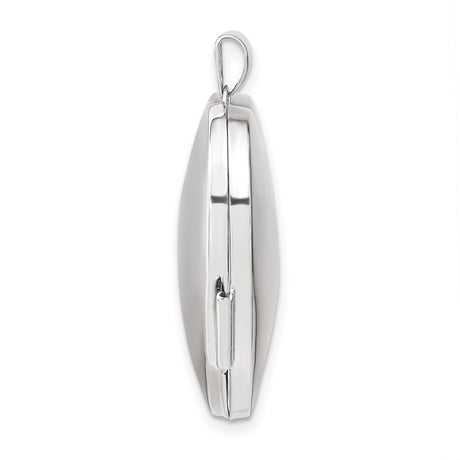 14k White Gold Heart Locket Pendant with Diamond Accents, Modern Curved Design for Women