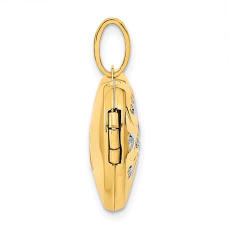 14k Multi-Tone Gold Heart Locket Pendant with Diamond Accent, Tree of Life Design for Women