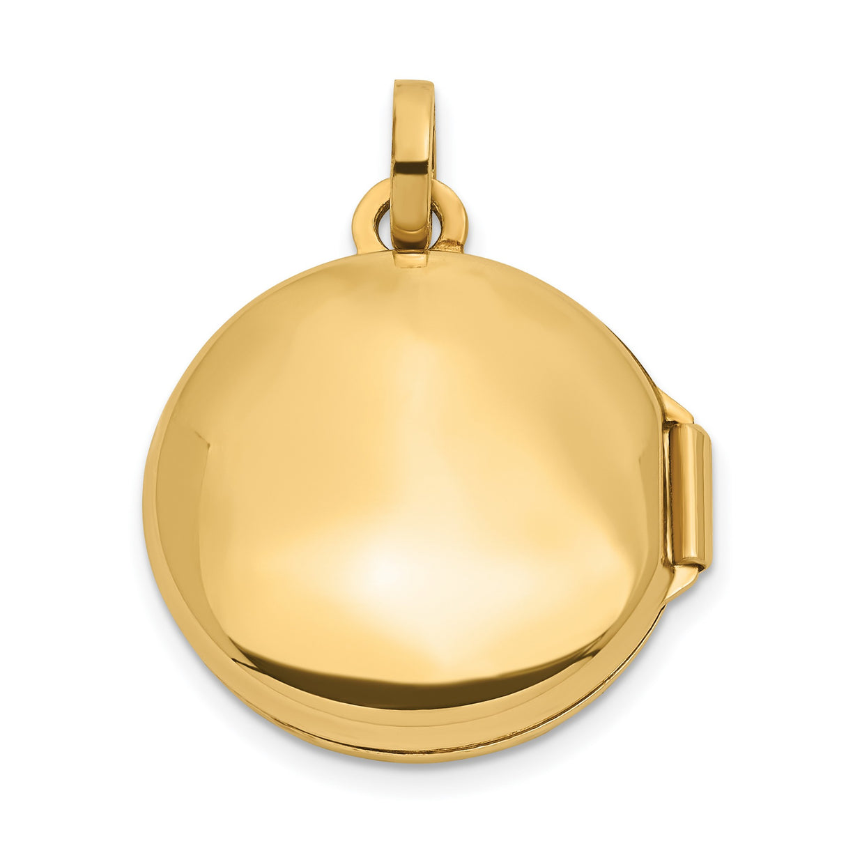 14k Yellow Gold Round Locket Pendant with Starburst Engraving, Brushed and Polished Finish