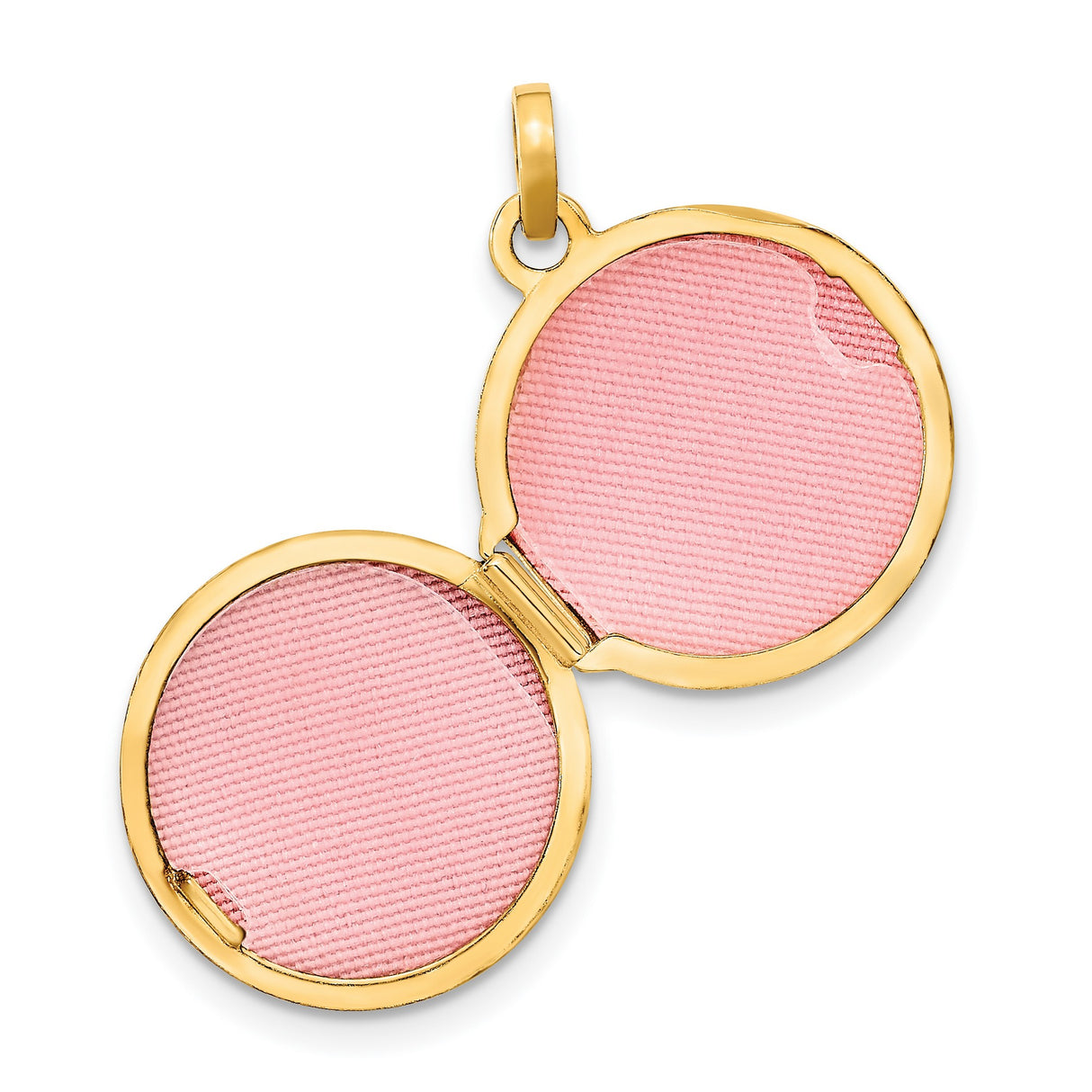 14k Yellow Gold Round Locket Pendant with Starburst Engraving, Brushed and Polished Finish