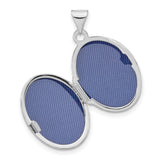 14k White Gold Oval Locket Pendant with Pink Enamel Floral Design for Women