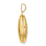 14k Yellow Gold Oval Locket Pendant with Floral Scroll Pattern, Antique Style Keepsake Jewelry