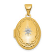 14k Yellow Gold Oval Locket Pendant with Diamond, Starburst Design, Vintage Keepsake Jewelry