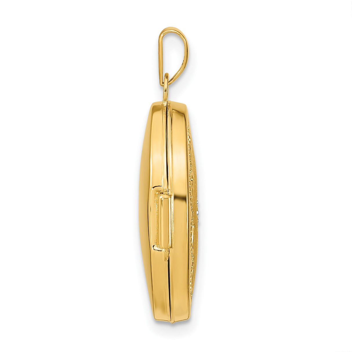 14k Yellow Gold and Rhodium Oval Locket Pendant with Diamond and Starburst Design