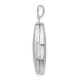 14k White Gold Locket Pendant with Diamond, Oval Starburst Design for Women