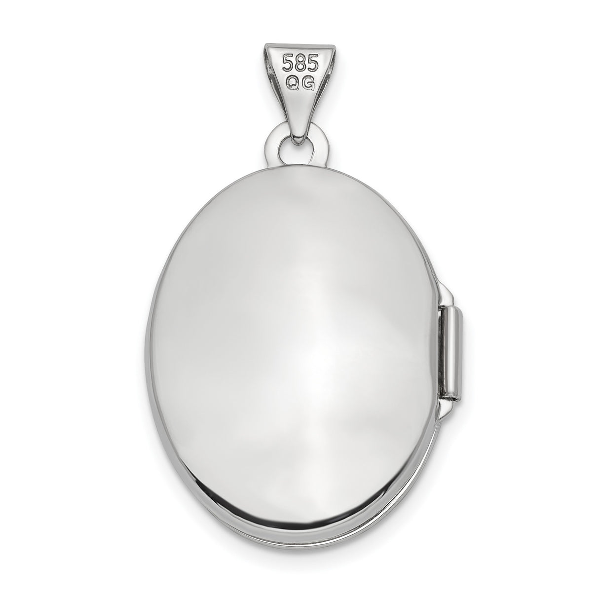 14k White Gold Locket Pendant with Diamond, Oval Starburst Design for Women