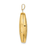 14k Yellow Gold Oval Locket Pendant with Floral Swirl Filigree Design for Women