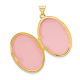 14k Yellow Gold Oval Locket Pendant with Floral Swirl Filigree Design for Women