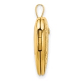 14k Yellow Gold Heart Locket Pendant with Diamond, Floral Engraving, Vintage-Inspired Design