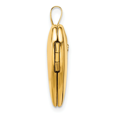 14k Yellow Gold Heart Locket Pendant with Diamond Accent and Starburst Engraving