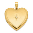 14k Yellow Gold Heart Locket Pendant with Diamond Starburst Engraving, Romantic Keepsake Jewelry
