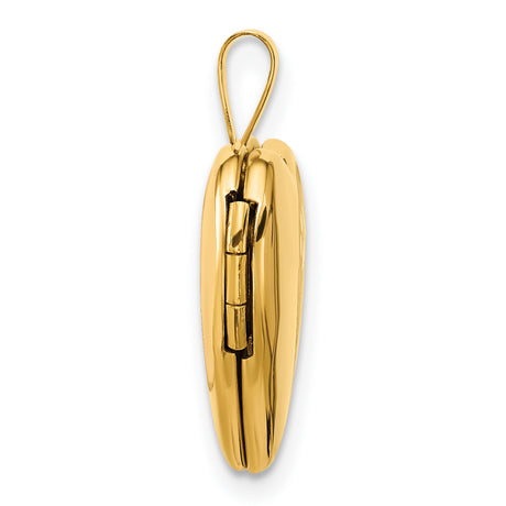 14k Yellow Gold Heart Locket Pendant with Paw Prints, Pet Memorial Jewelry for Women