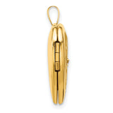 14k Yellow Gold Heart Locket Pendant with Diamond Accent and Floral Engraving for Women