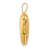 14k Yellow Gold Heart Locket Pendant with I Love You Engraving, Rose and Scroll Design