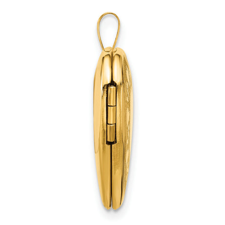 14k Yellow Gold Heart Locket Pendant with Heart and Vine Design for Women