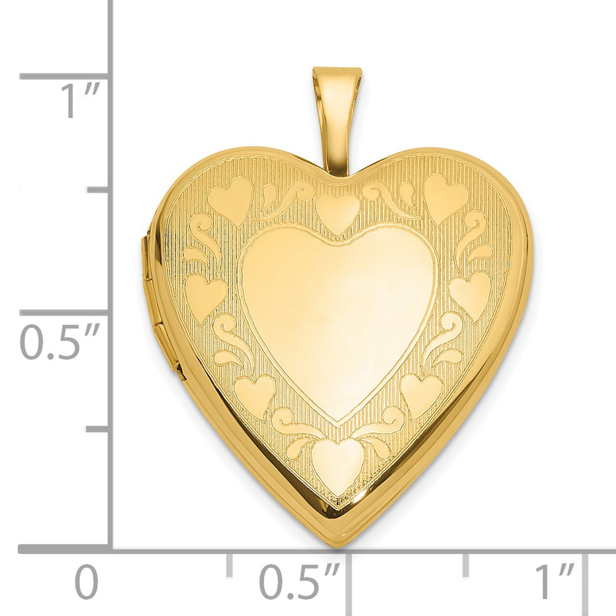 14k Yellow Gold Heart Locket Pendant with Heart and Vine Design for Women